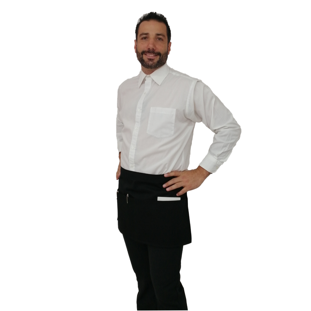 MANDIL MESERO CGE 60% ALG 40% POL NEGRO UNITALLA