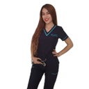 TRAJE DE QUIROFANO CUELLO V DAMA UTAN ENF VIVOS TURQUEZA LOGO Y NOMBRE AMB