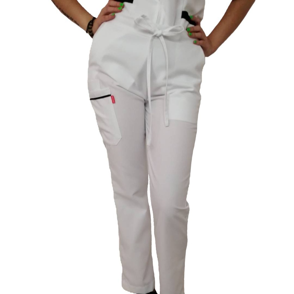 PANTALON UNE ENFERMERIA  UNISEX RESORTE CON JARETA DE TELA Y BOLSA DE CARGO DOBLE DERECHA CON VIVO EN BOLSA TER