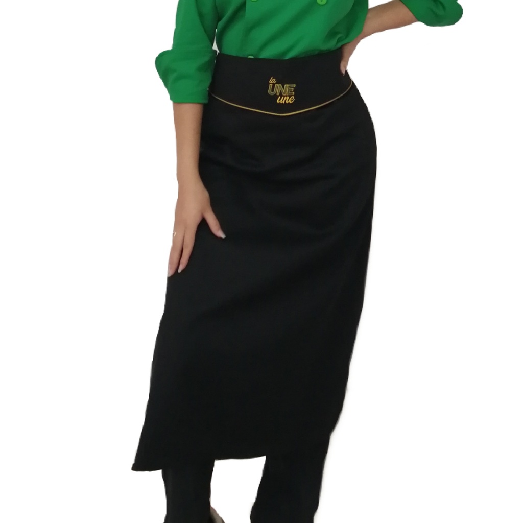 MANDIL CHEF UNE GASTRONOMIA GALA A LA CINTURA  CON TAPACINTO Y BIES GAB